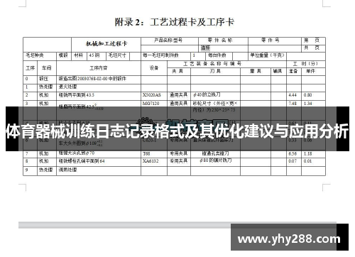 体育器械训练日志记录格式及其优化建议与应用分析